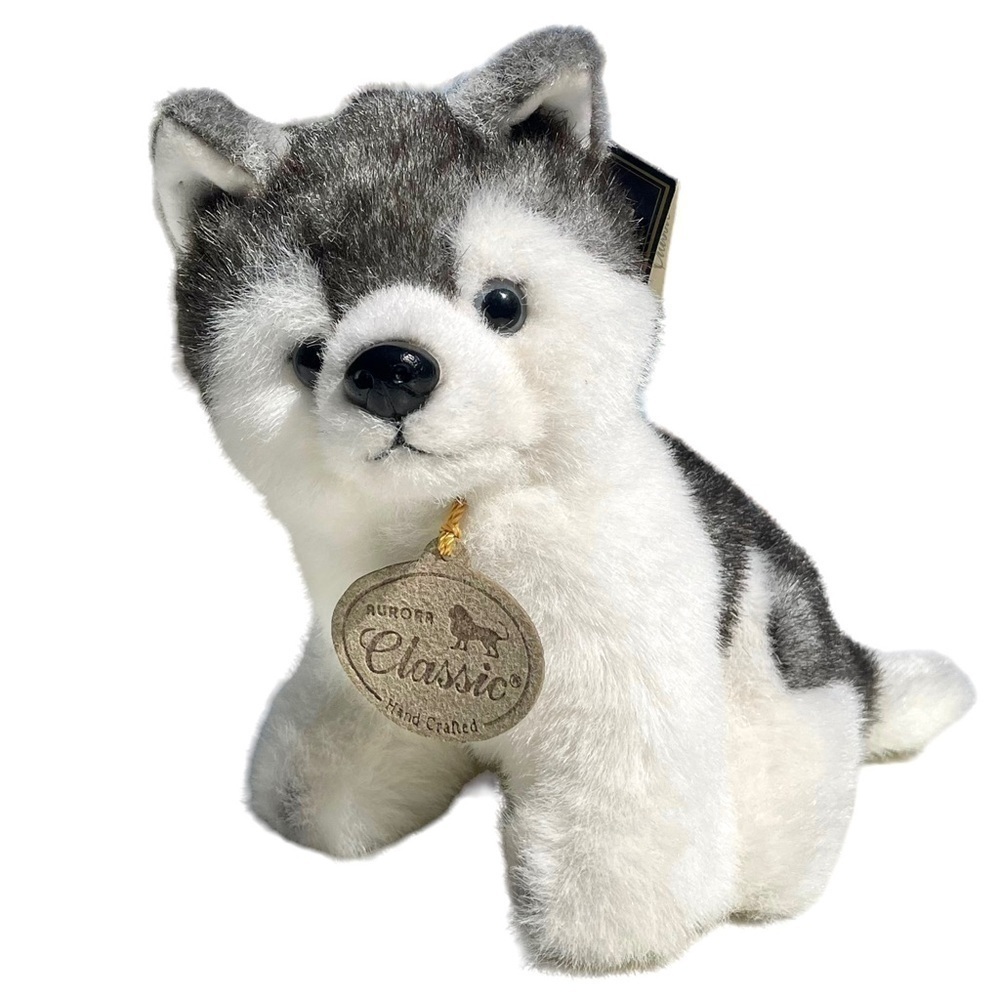 Aurora Husky Puppy Dog Wolf Plush Stuffed Animal white grey vintage NWT